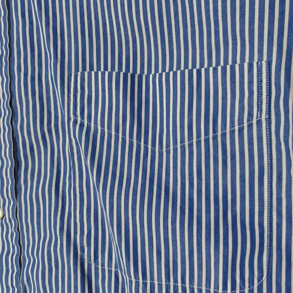 Vintage Polo Ralph Lauren Shirt 17 1/2 XL Blue White Striped Custom Fit XL 17.5